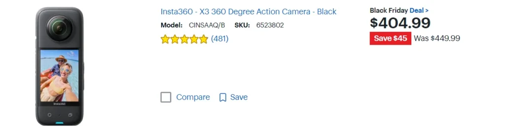 Insta360 - X3 360 Degree Action Camera